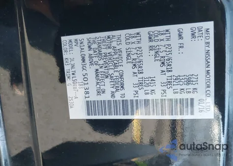 2016 Infiniti Qx60 из США, поврежденный, VIN 5N1AL0MM3GC501381